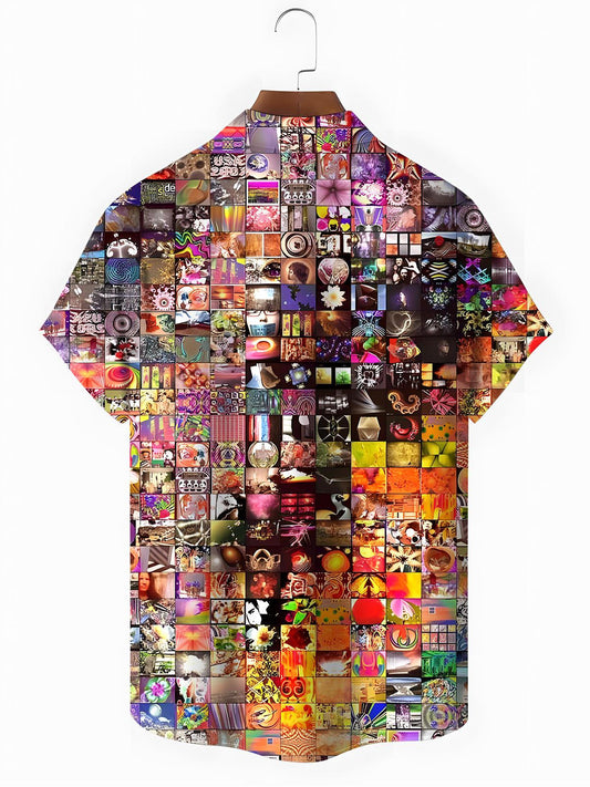 Geometry Men's Pocket Short Sleeve Shirts