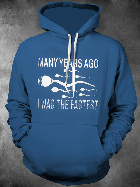 Funny Humorous Slang Long Sleeve Hooded Pocket Men's Top