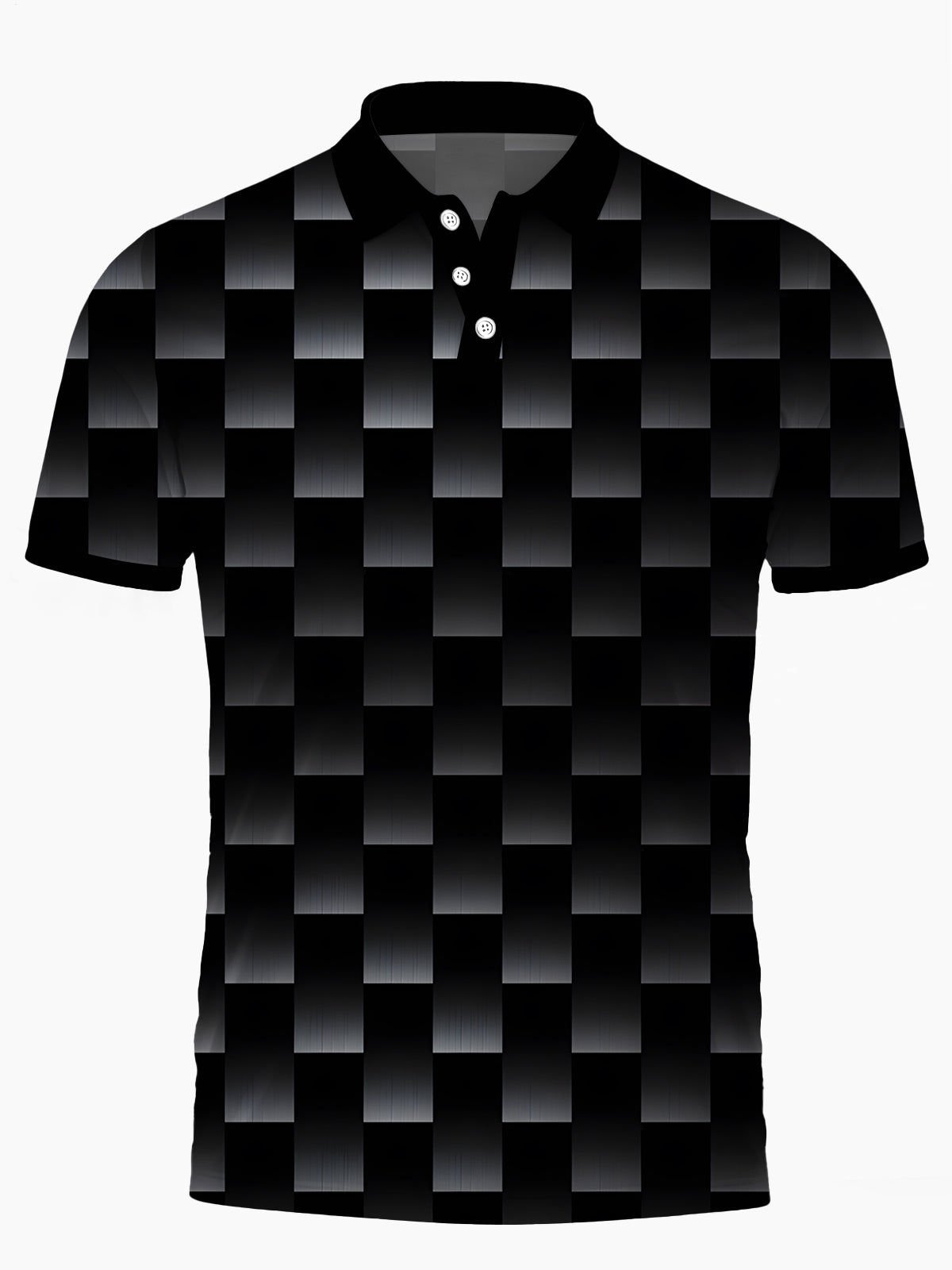 Geometric Print Men's Short Sleeve Button Polo Shirt