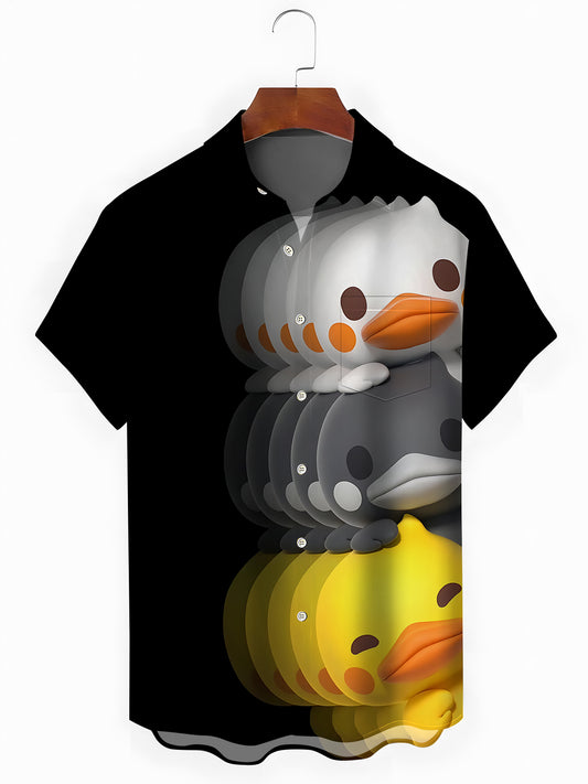 Duck Print Men's Pocket Short Sleeve Shirts