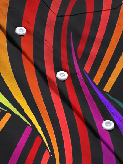 Abstract Geometric Print Men's Pocket Short Sleeve Shirts