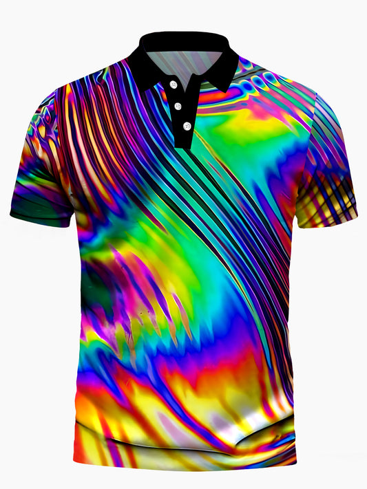 Abstract Men's Short Sleeve Button Polo Shirt