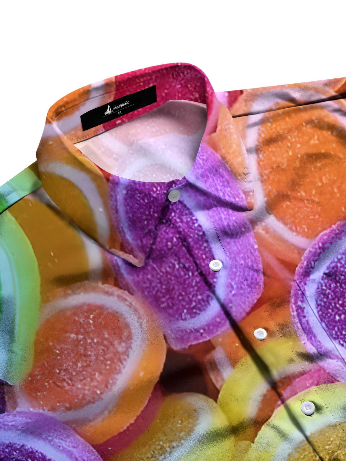 Candy Print Men's Pocket Short Sleeve Shirts