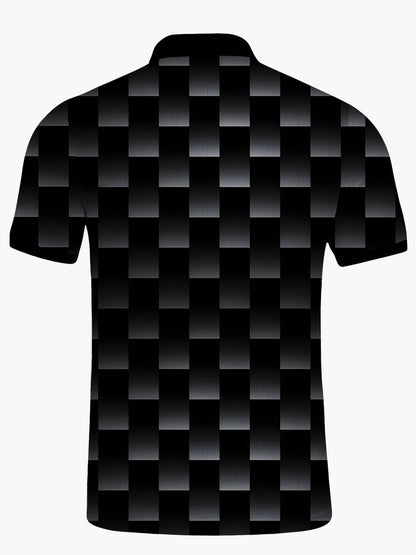 Geometric Print Men's Short Sleeve Button Polo Shirt