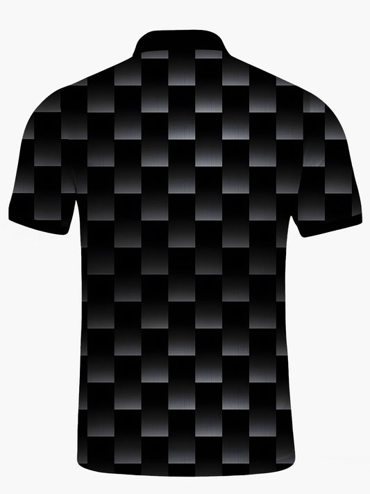 Geometric Print Men's Short Sleeve Button Polo Shirt