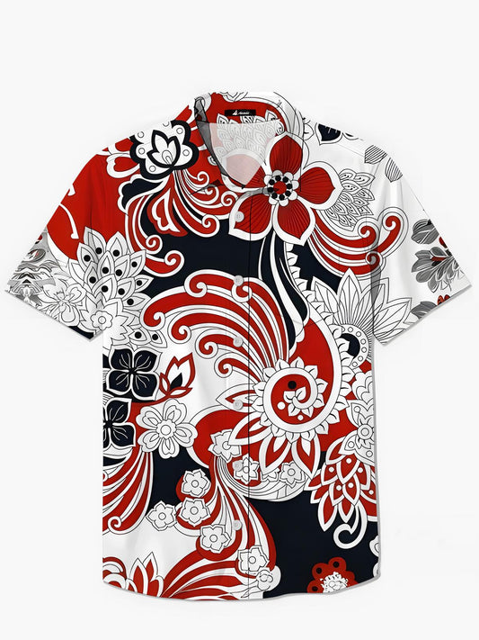 Floral Men's Pocket Short Sleeve Shirts