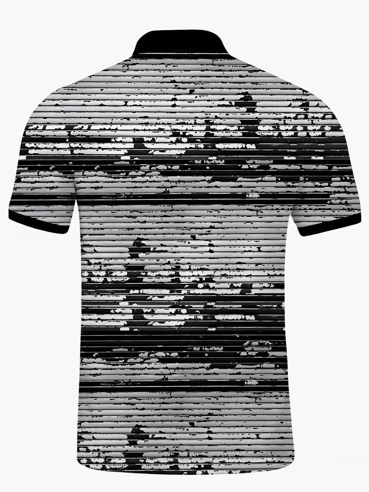 Geometric Lines Print Men's Short Sleeve Button Polo Shirt