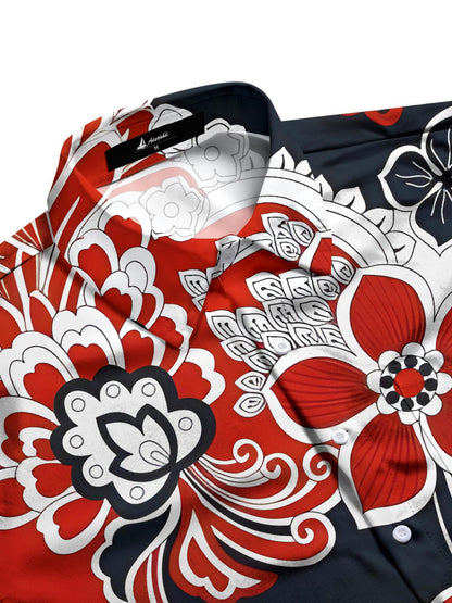 Floral Men's Pocket Short Sleeve Shirts