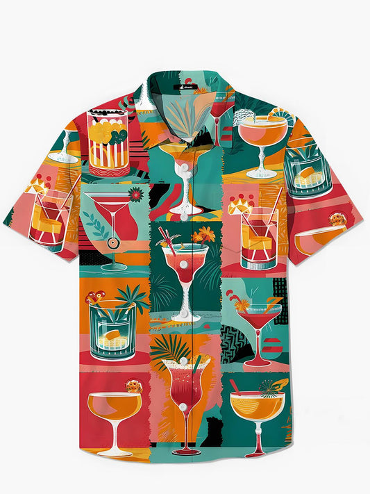 Hawaiian Cocktail Men's Pocket Short Sleeve Shirts