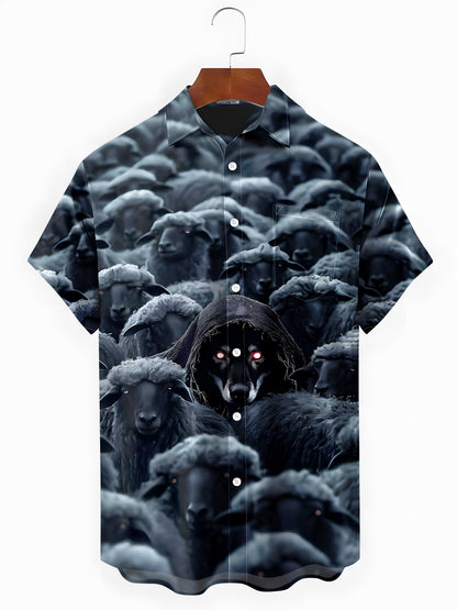Sheep Wolf Men's Pocket Short Sleeve Shirts