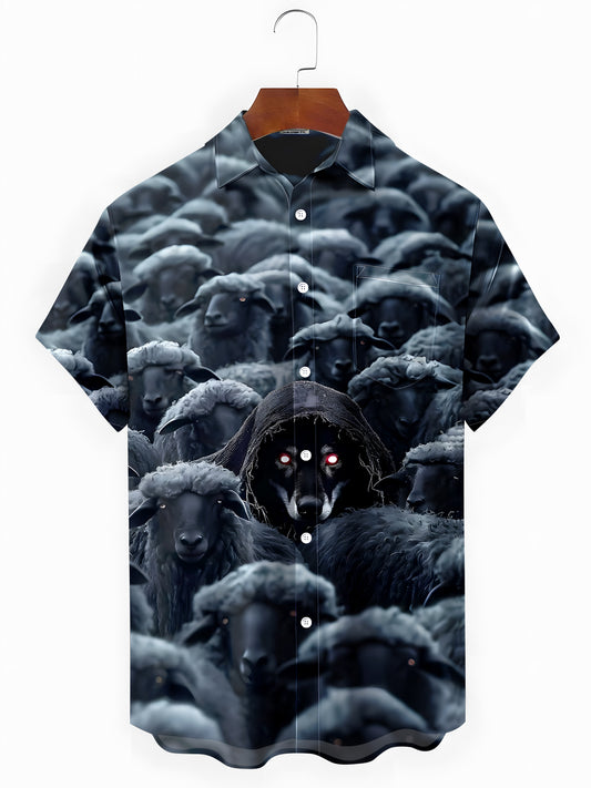 Sheep Wolf Men's Pocket Short Sleeve Shirts