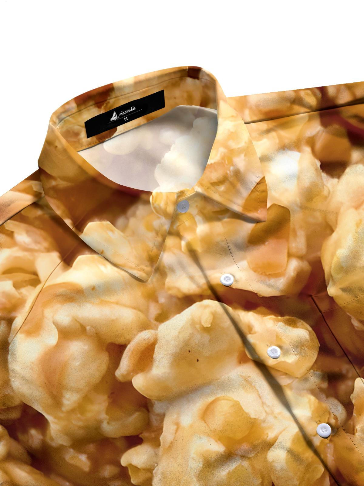 Popcorn Print Men's Pocket Short Sleeve Shirts