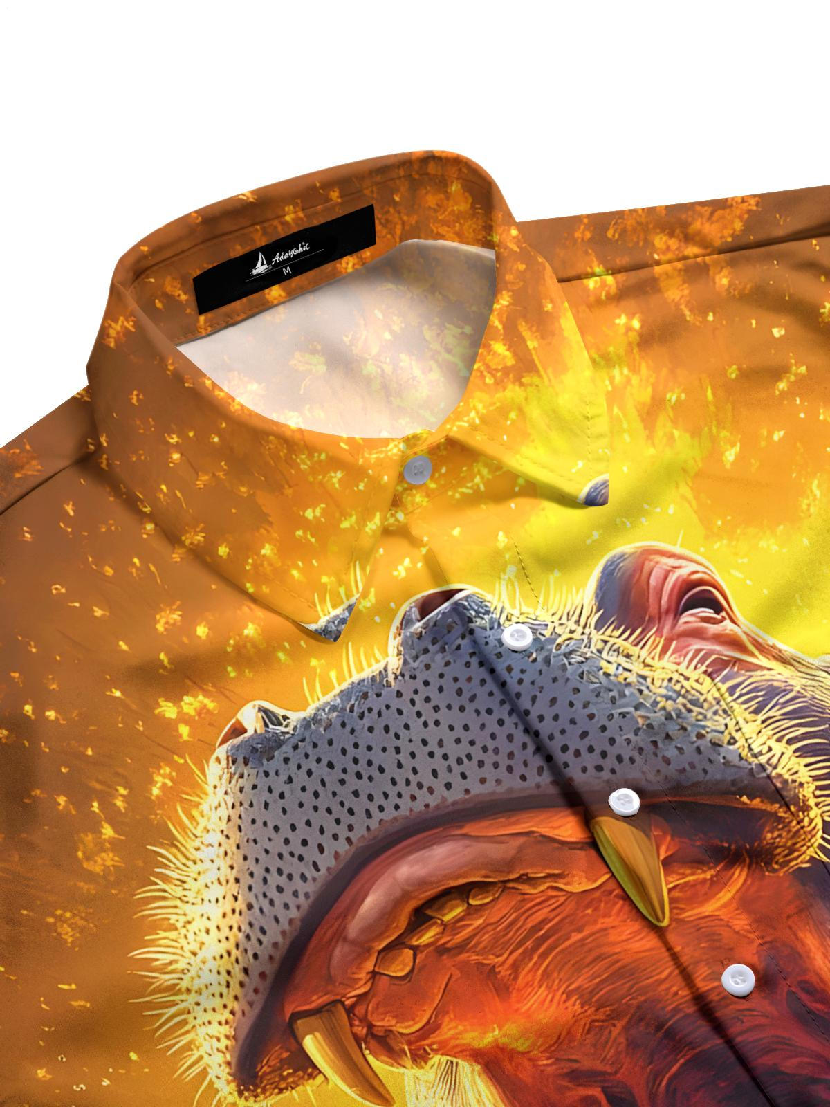 Hippo Print Men's Pocket Short Sleeve Shirts