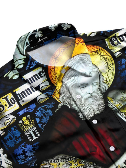 Stained Glass Art Print Men's Pocket Short Sleeve Shirts