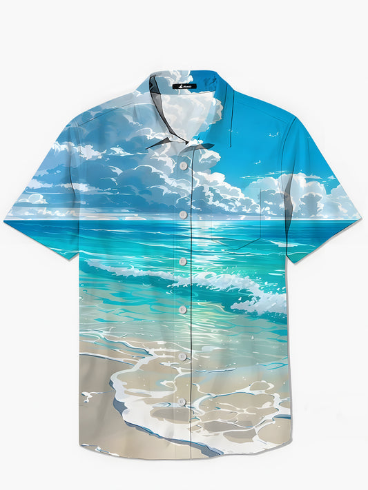 Hawaiian Beach Men's Pocket Short Sleeve Shirts