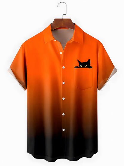 Cat Men's Pocket Short Sleeve Shirts