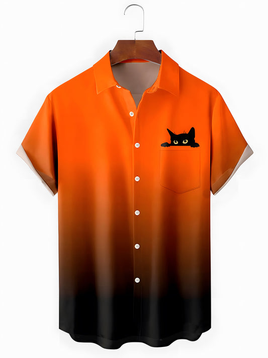 Cat Men's Pocket Short Sleeve Shirts