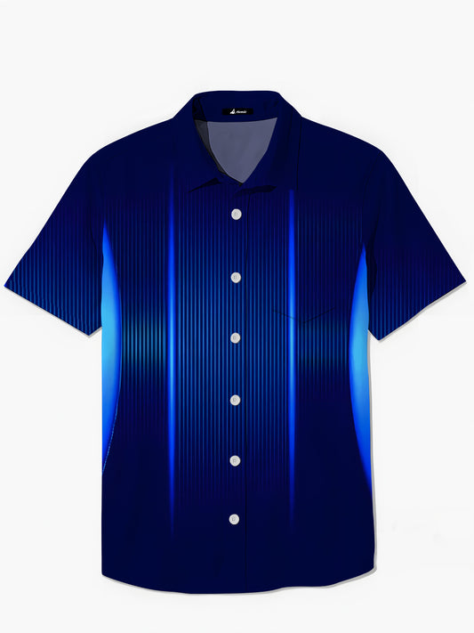 Geometric Gradient Print Men's Pocket Short Sleeve Shirts