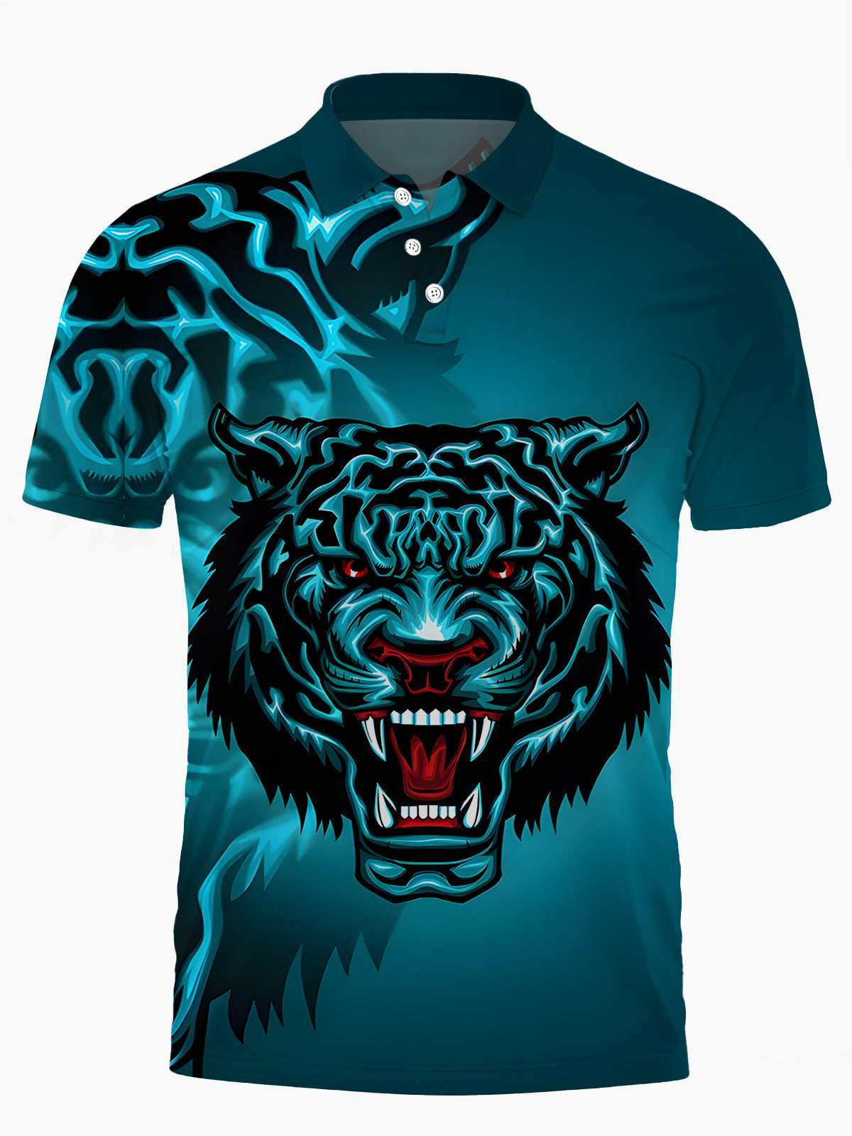 Animal Print Men's Short Sleeve Button Polo Shirt