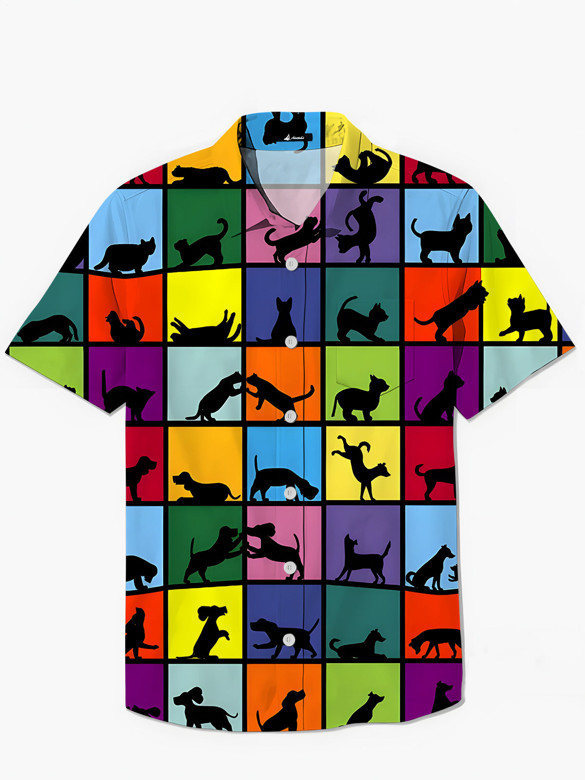 Cat Dog Men's Pocket Short Sleeve Shirts