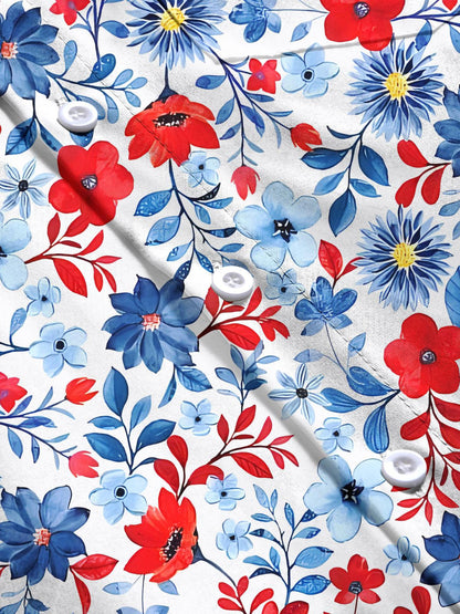 Hawaiian Floral Men's Pocket Short Sleeve Shirts