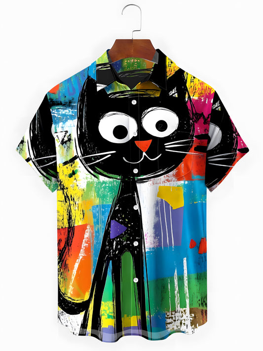 Cat Men's Pocket Short Sleeve Shirts