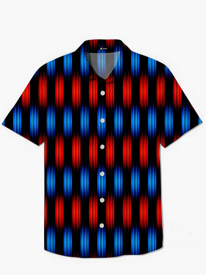 Geometric Gradient Print Men's Pocket Short Sleeve Shirts