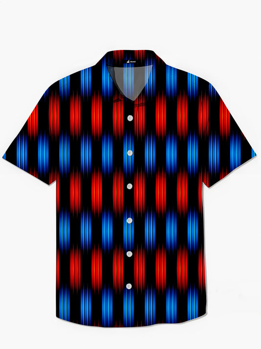 Geometric Gradient Print Men's Pocket Short Sleeve Shirts
