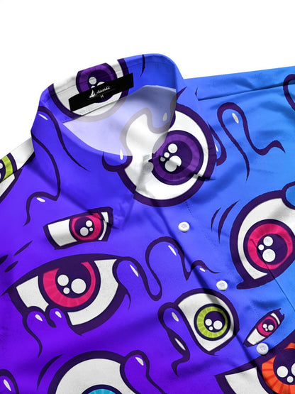 Fun Eye Print Men's Pocket Short Sleeve Shirts
