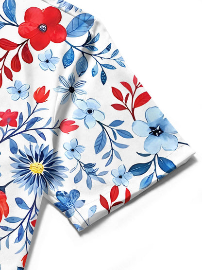Hawaiian Floral Men's Pocket Short Sleeve Shirts