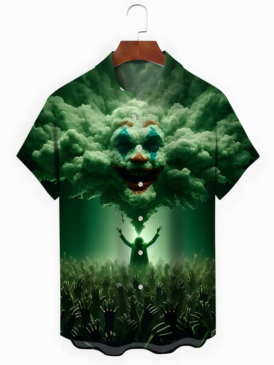 Joker Print Men's Pocket Short Sleeve Shirts