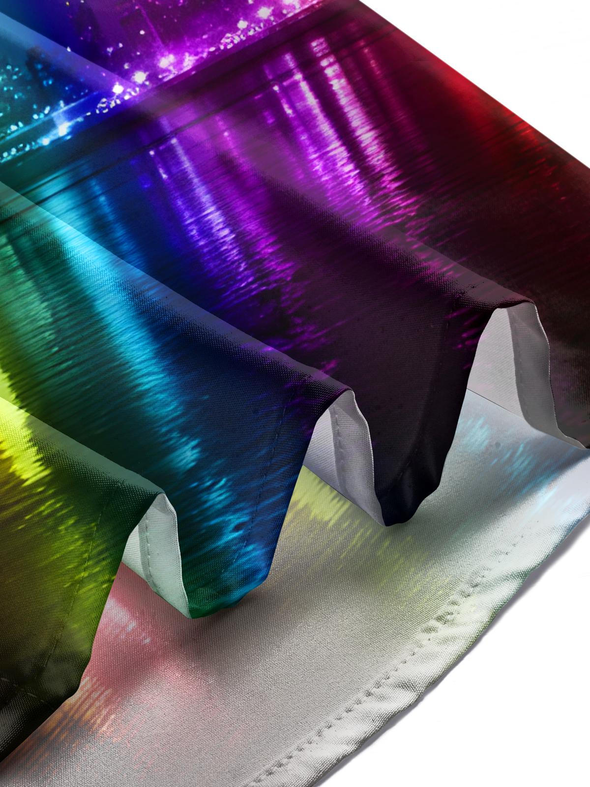 Rainbow Fireworks Print Men's Pocket Short Sleeve Shirts