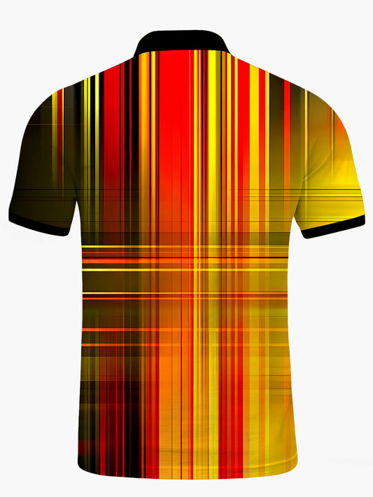 Stripe Men's Short Sleeve Button Polo Shirt