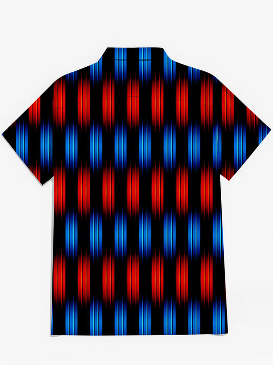 Geometric Gradient Print Men's Pocket Short Sleeve Shirts