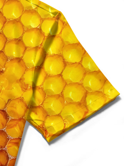 Honeycomb Print Men's Pocket Short Sleeve Shirts