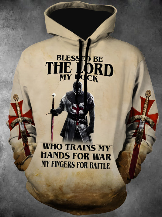 Knight's Cross Religion Long Sleeve Hooded Pocket Men's Top
