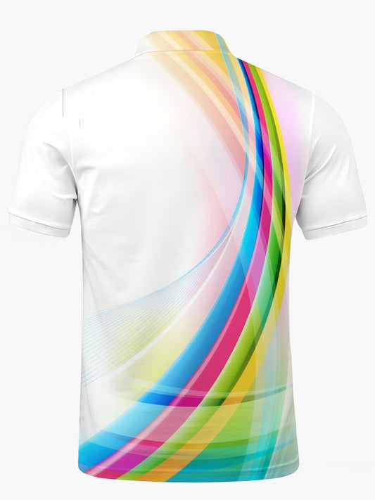 Abstract Gradient Print Men's Short Sleeve Button Polo Shirt