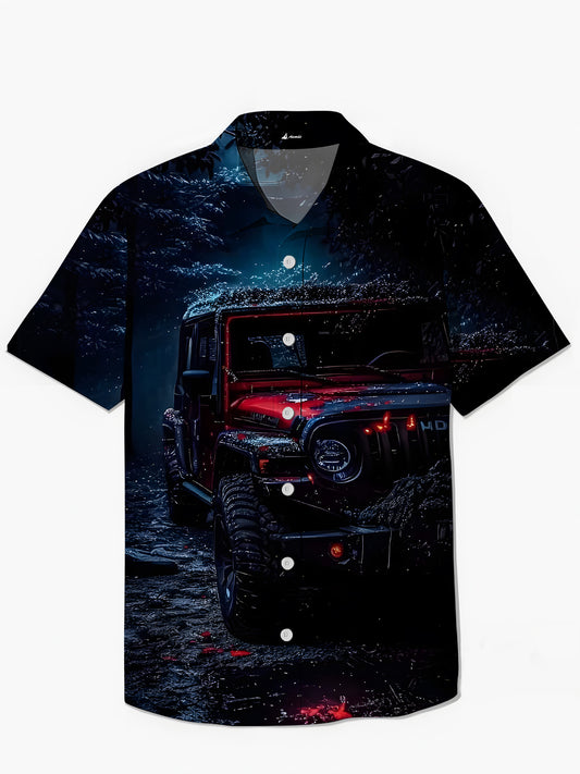 Car Print Men's Pocket Short Sleeve Shirts
