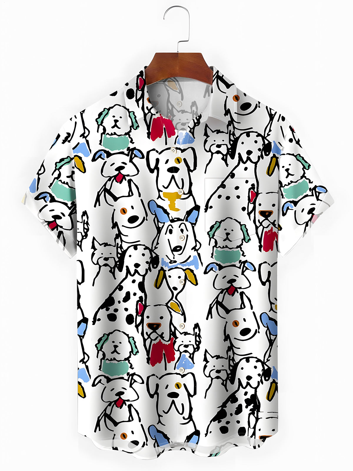Dog Men's Pocket Short Sleeve Shirts