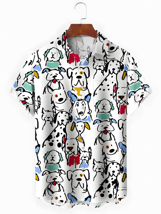 Dog Men's Pocket Short Sleeve Shirts