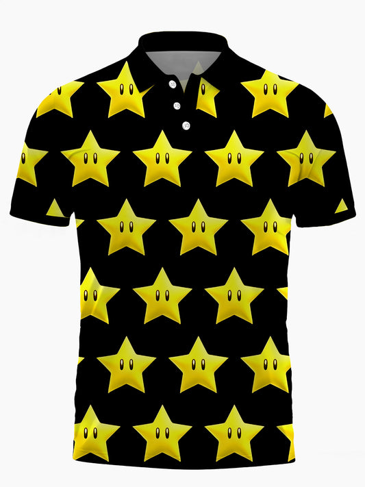 Star Men's Short Sleeve Button Polo Shirt