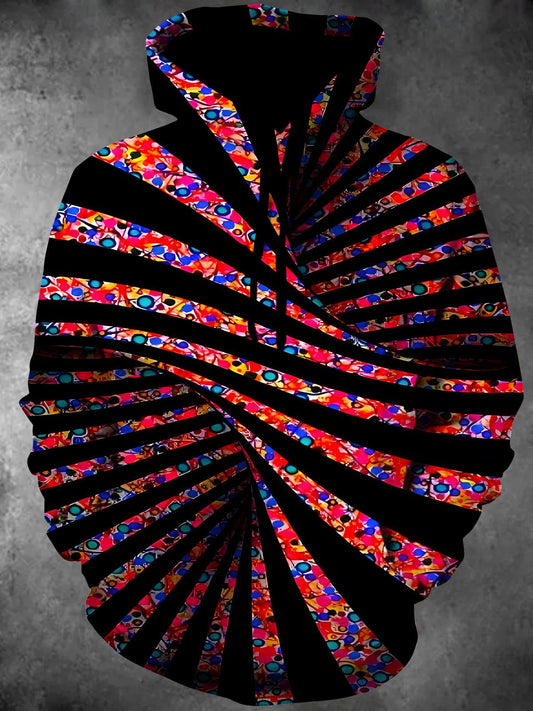 Geometry Long Sleeve Hooded Pocket Men's Top
