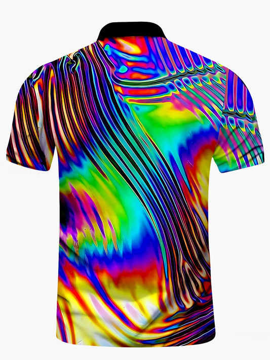 Abstract Men's Short Sleeve Button Polo Shirt