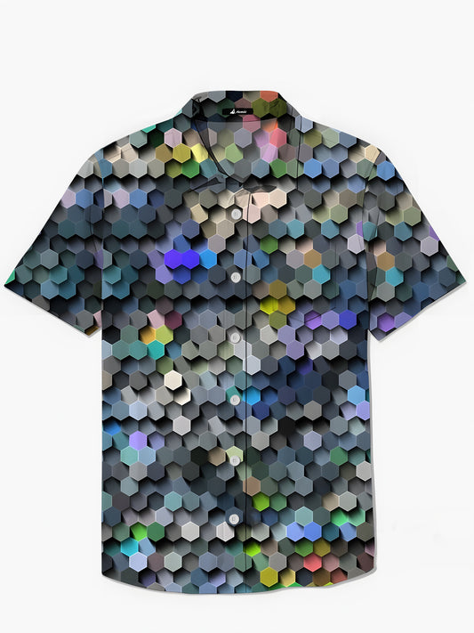 Geometric Print Men's Pocket Short Sleeve Shirts