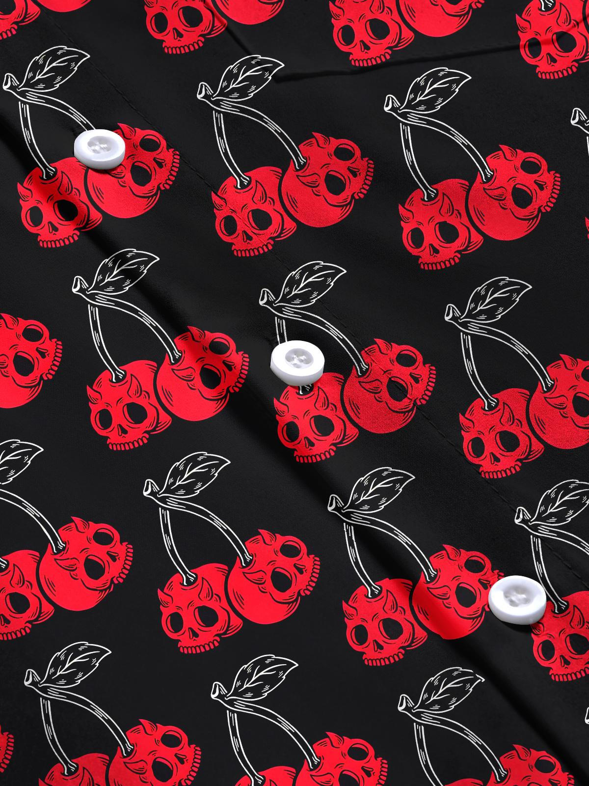 Cherry Skull Men's Pocket Short Sleeve Shirts