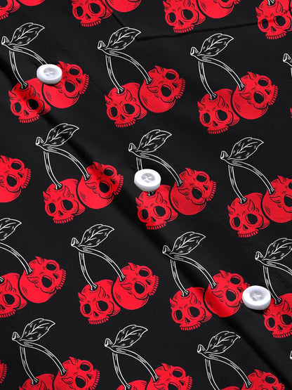 Cherry Skull Men's Pocket Short Sleeve Shirts
