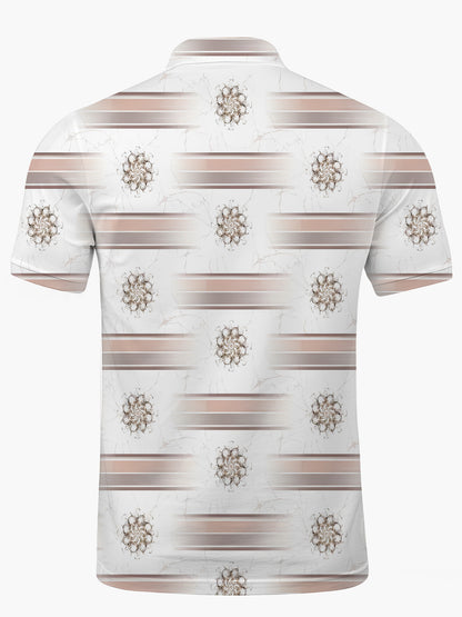 Gradient Ethnic Pattern Print Men's Short Sleeve Button Polo Shirt