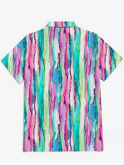 Gradient Print Men's Pocket Short Sleeve Shirts