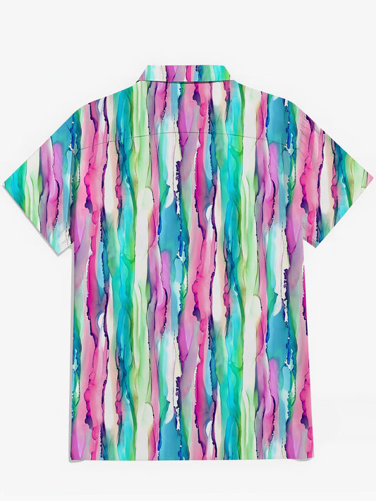 Gradient Print Men's Pocket Short Sleeve Shirts