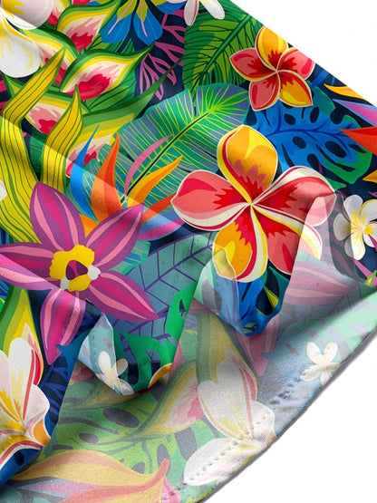 Hawaiian Floral Print Men's Pocket Short Sleeve Shirts